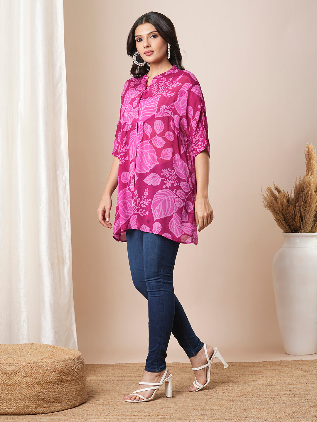 Floral Printed flared half sleeve top