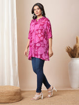 Floral Printed flared half sleeve top.