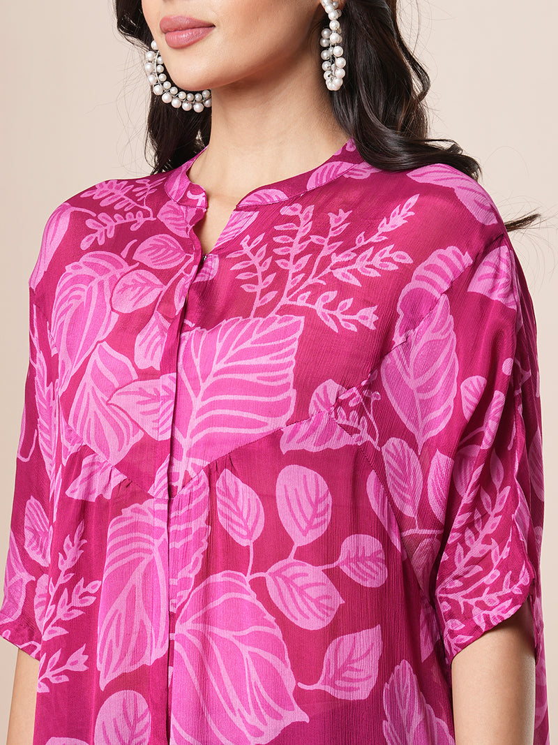 Floral Printed flared half sleeve top.