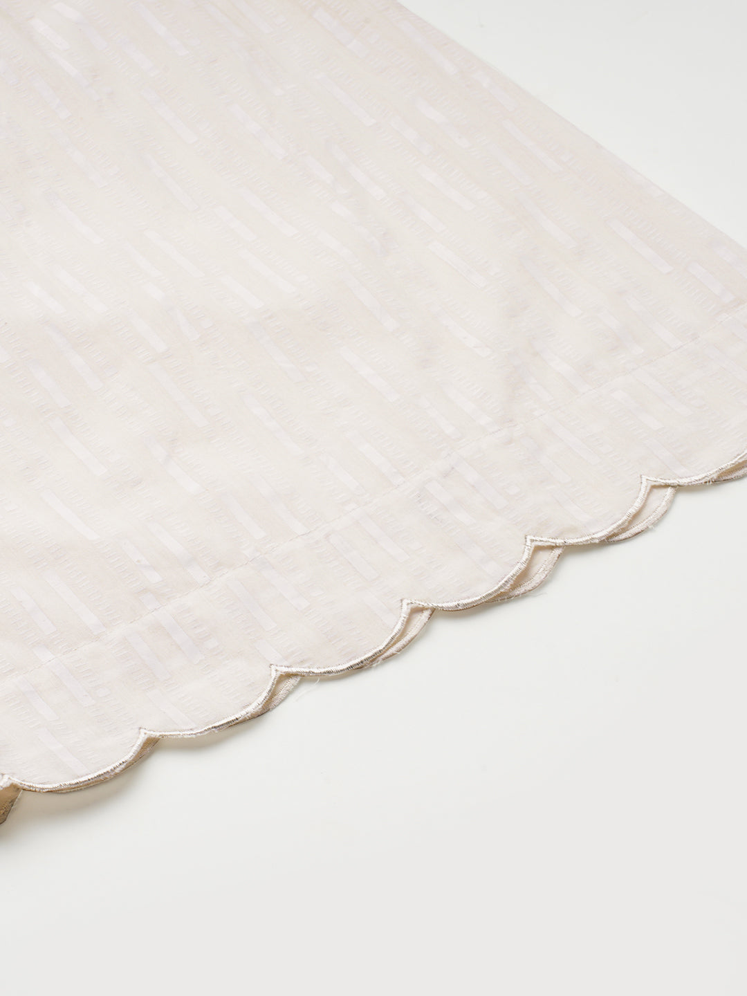 Pure white Cotton palazzo with scallop detailing in hem.