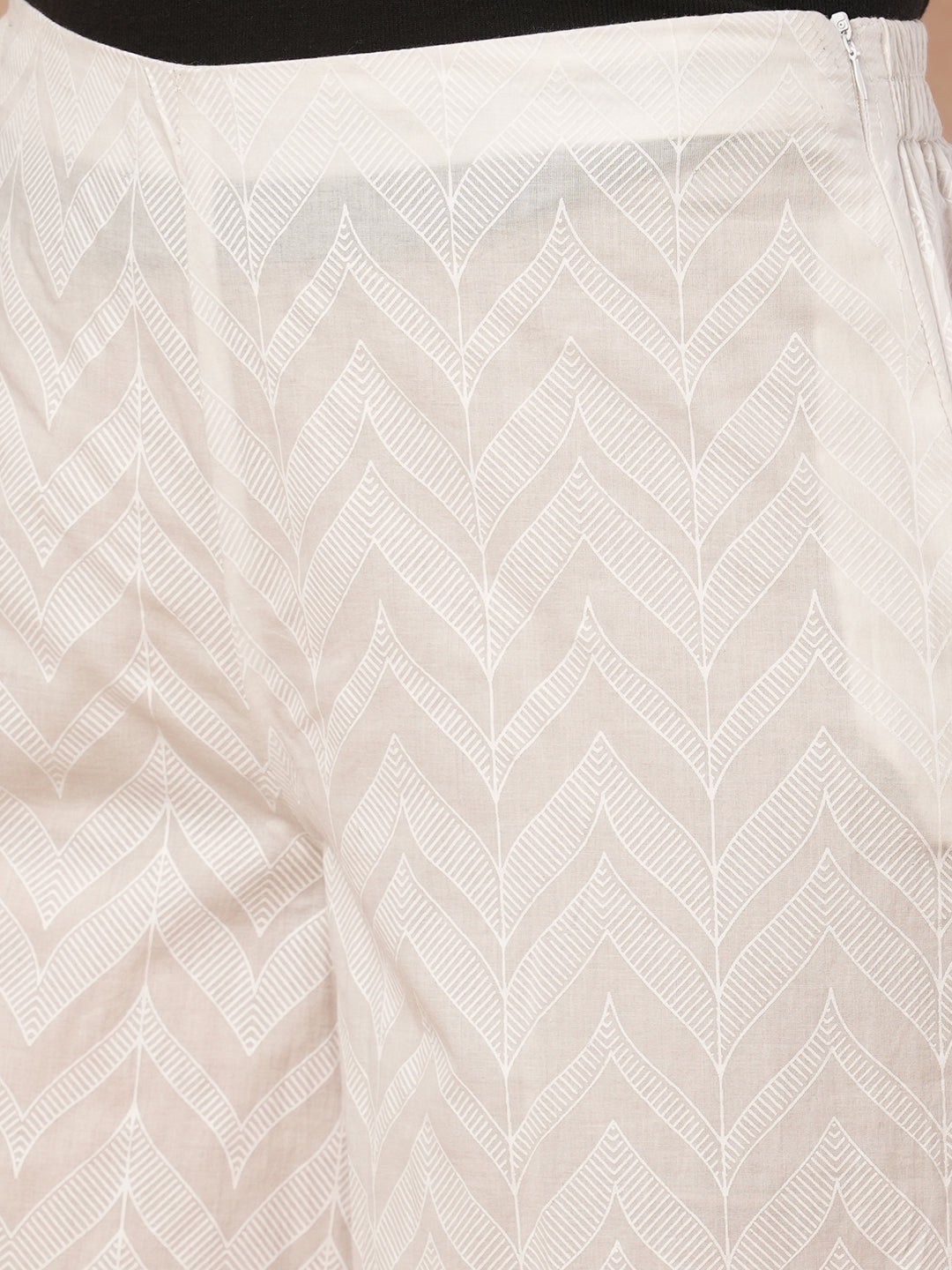 Pure white Cotton palazzo with scallop detailing in hem.