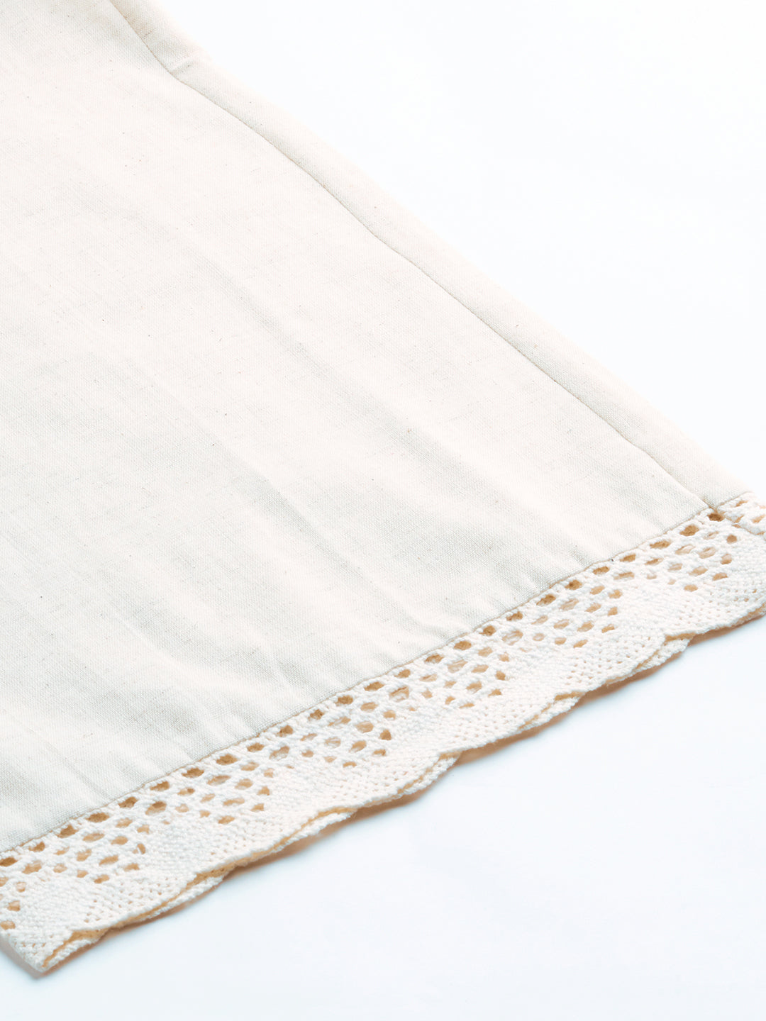 Straight palazzo with crochet lace at the hem (Off White)