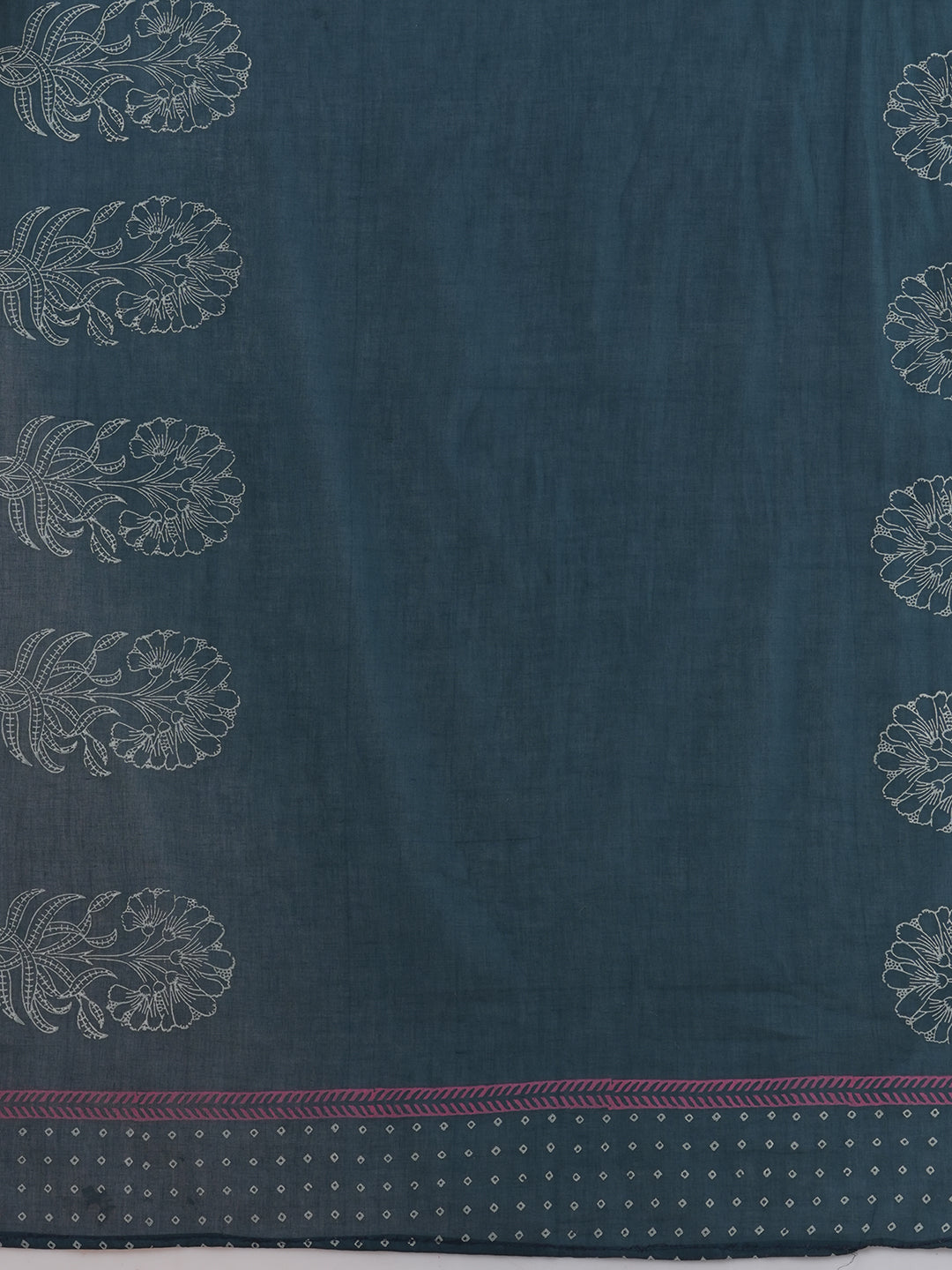 Blue dobby kurta set featuring highlights of contrasting colour embroidery & self bottom