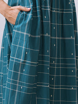 Pocketed A line kurta highlighted with lace, gathering and mirror work.