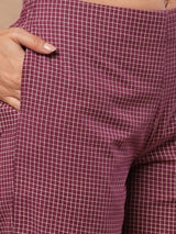 A-line block printed cotton kurta with mirror work paired printed palazzo.