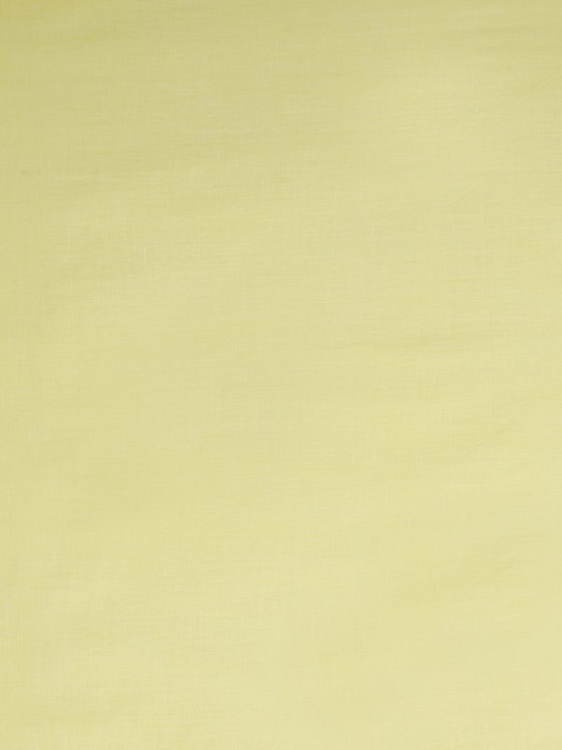 A light yellow unstitched suit set with intricate top paired with plain bottom and Kota doria dupatta.