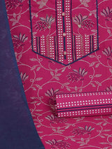 3-piece printed kurta set paired with printed bottoms and a beautifully block-printed mul dupatta.(Pink)