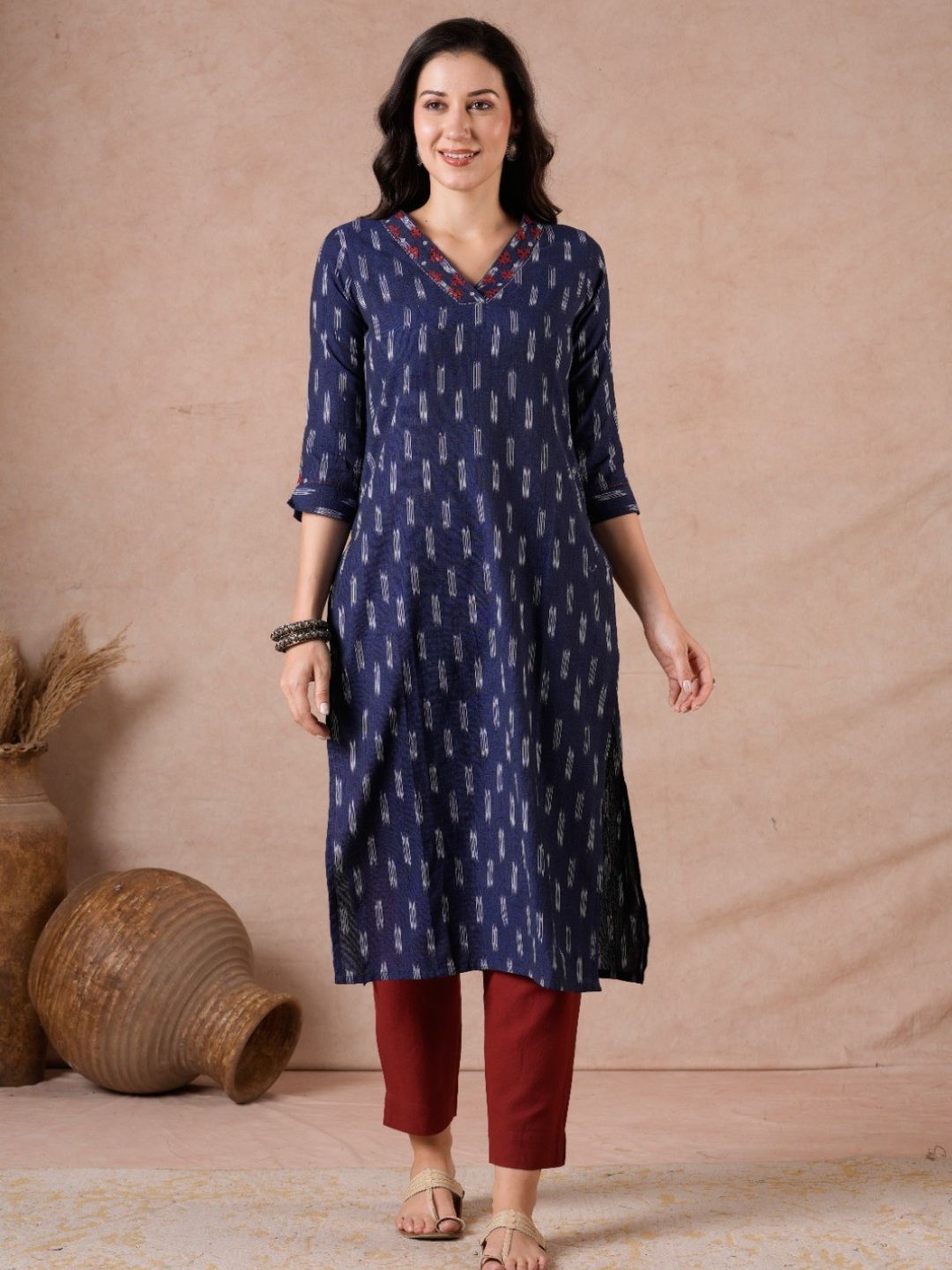 Straight Fit Cotton Plain Ankle Length Half Elasticated Pant with Inside Drawstring.(Maroon)