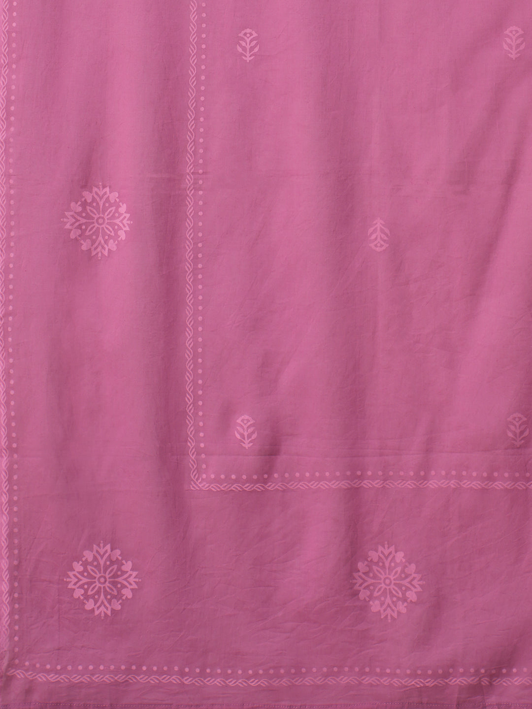 Straight fit Pink Cotton Kurta Suit Set with Floral Motifs, Matching Bottom and Printed Dupatta.