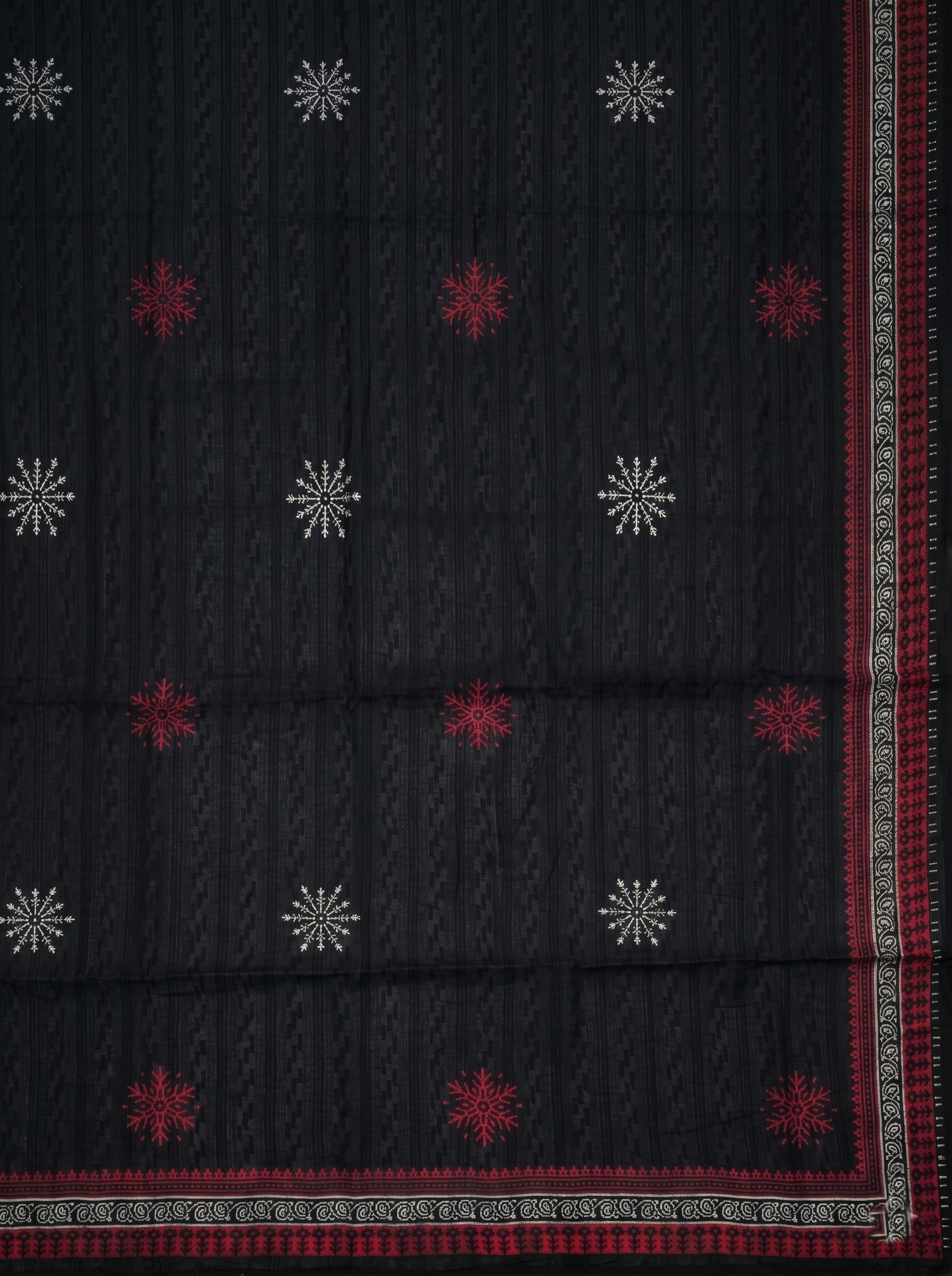 Ready-to-Wear Straight Doby Cotton Printed Kurta Suit Set with Hand Block Dupatta.(Black)
