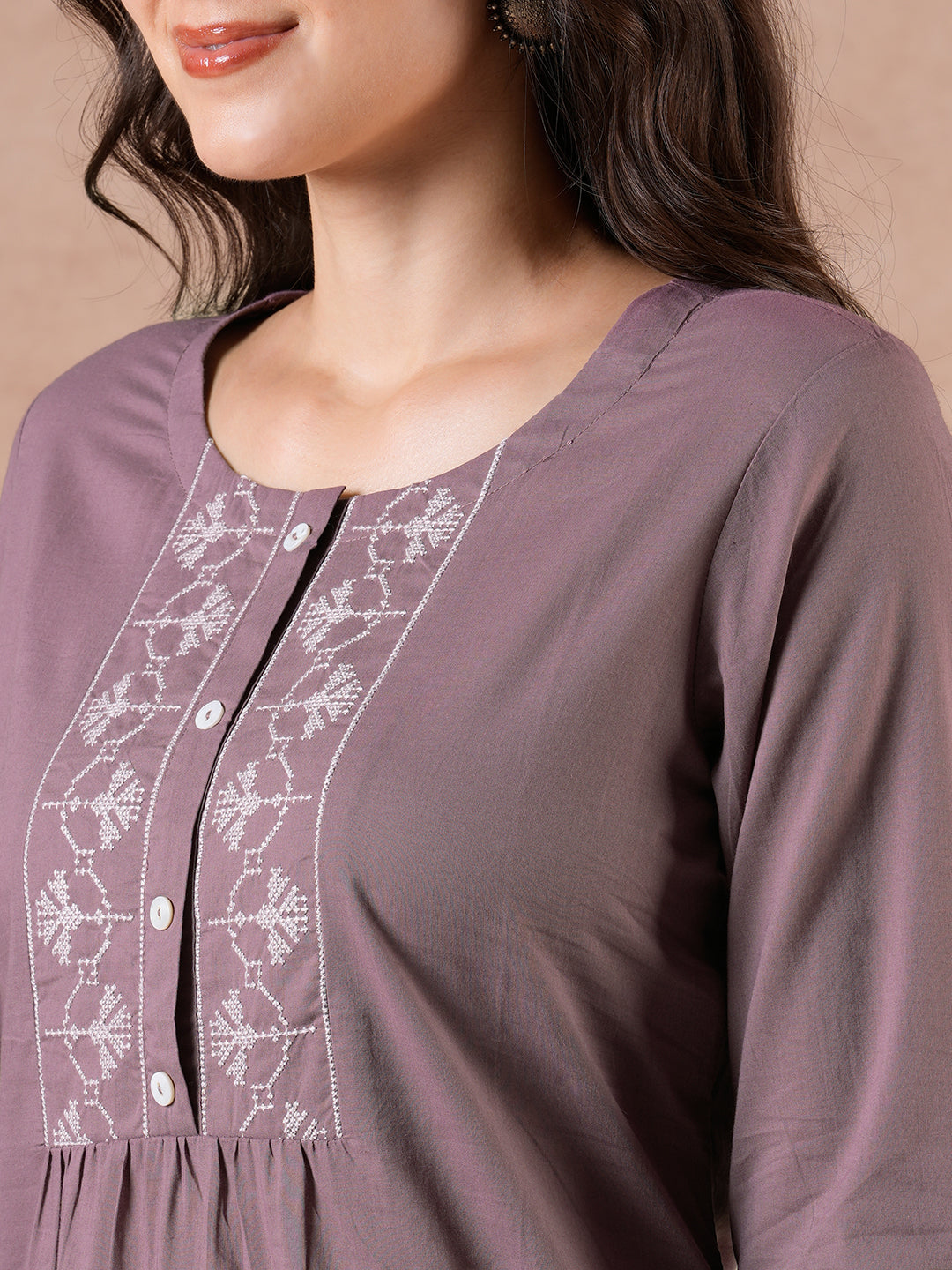 Straight Fit Suit Set with Zonal Embroidery, Printed Bottom & Printed Dupatta.