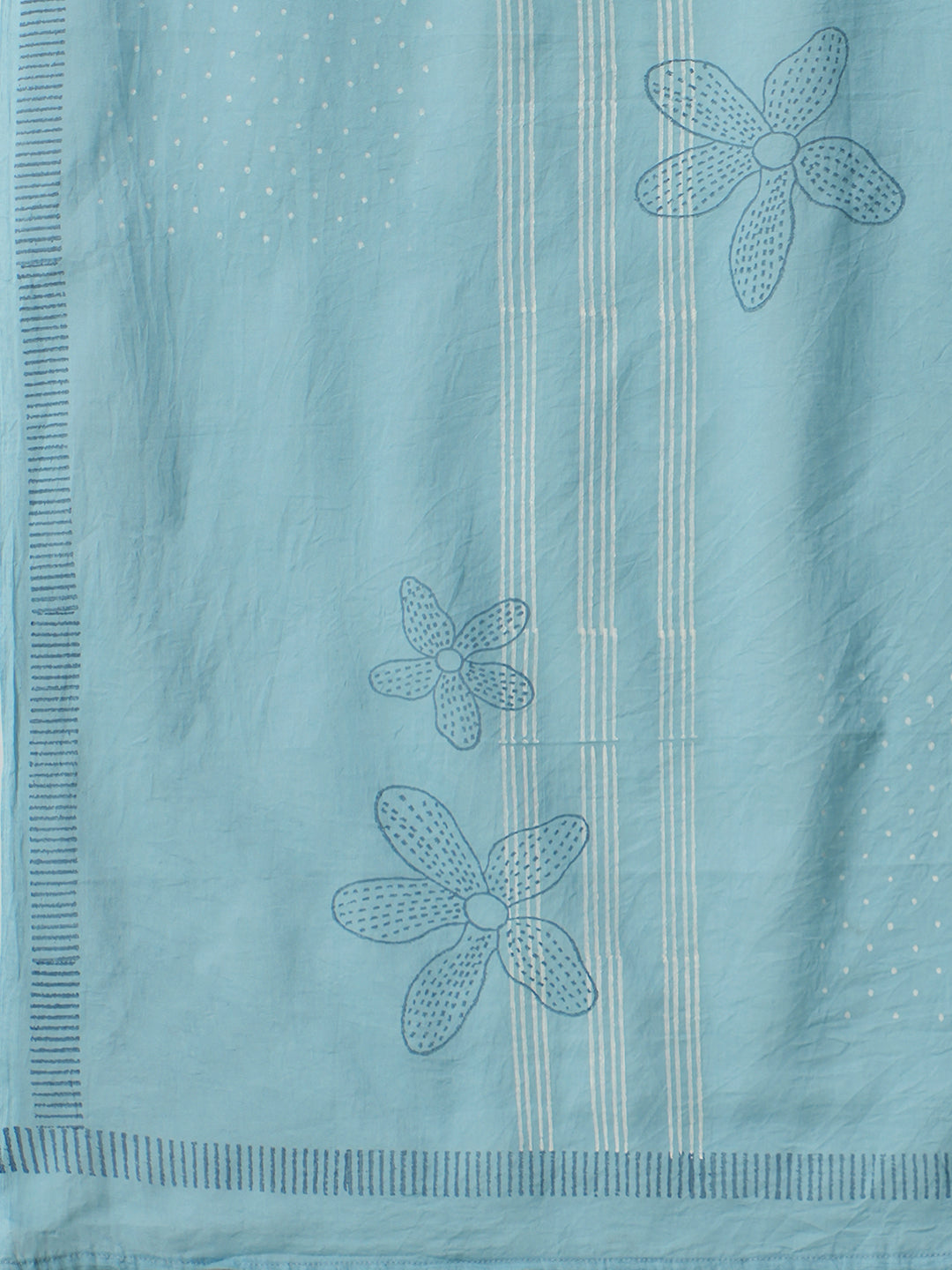 Cotton Flared Kurta Set with Block Print & Handwork, Printed Bottom & Printed Mul Dupatta.