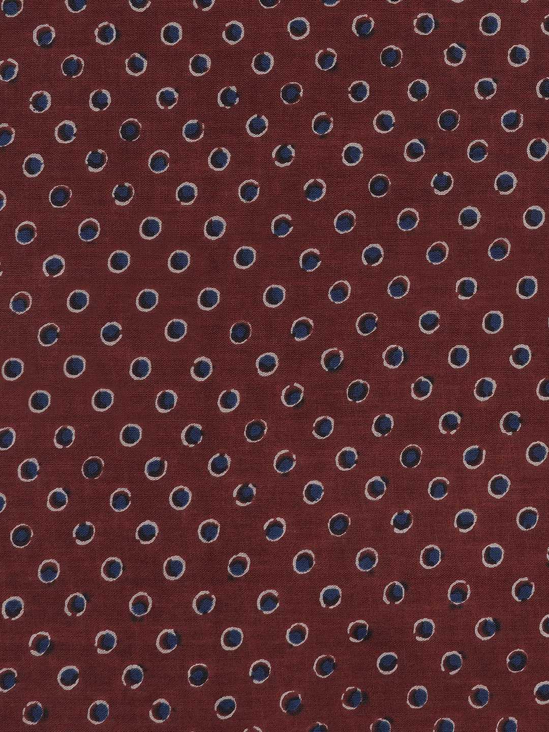 Ready-to-Stitch Cotton embroidered Dress Material Paired with Printed Bottom and printed dupatta.(Maroon)