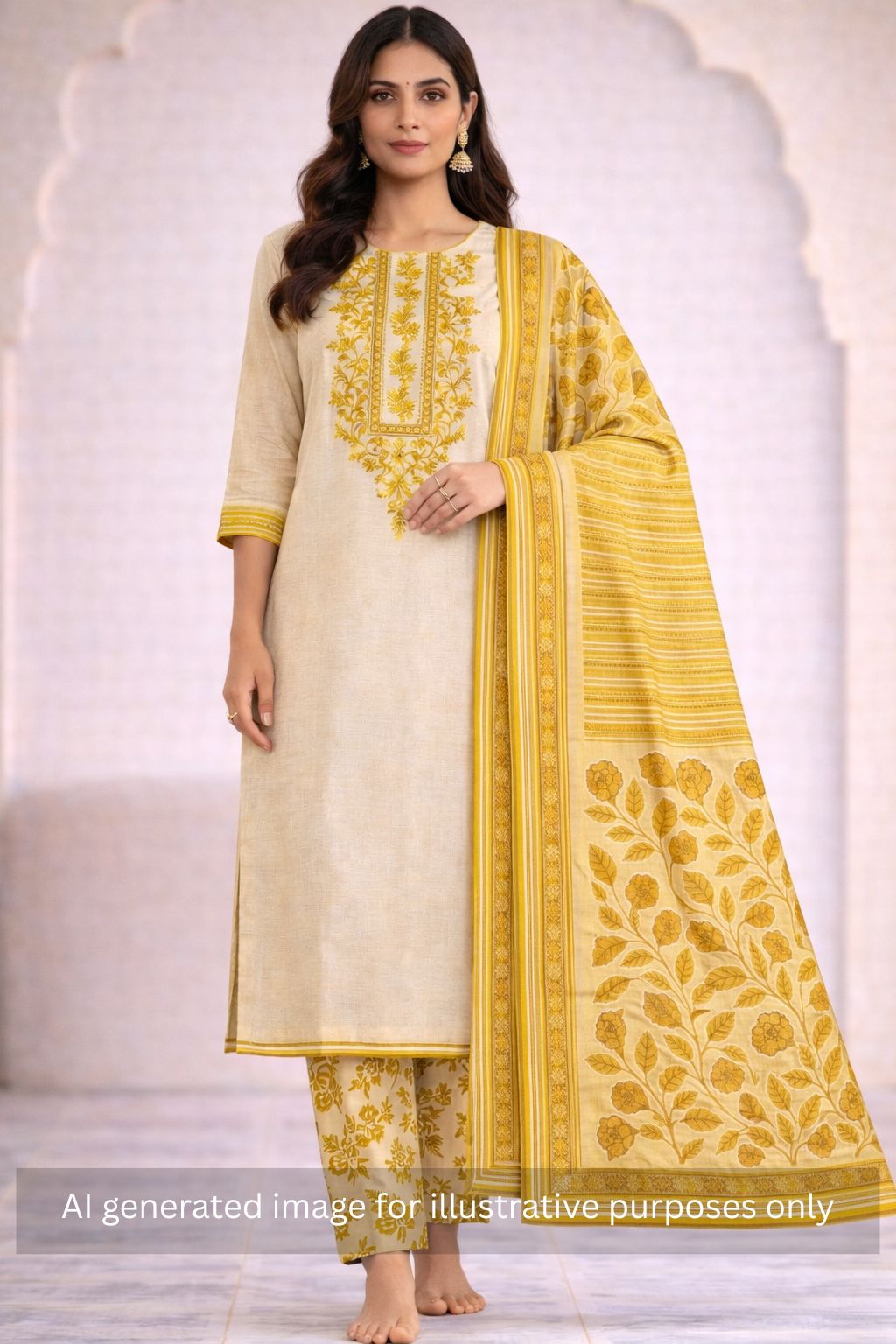 Cotton Flex Embroidered dress material with Printed Bottom & printed dupatta.