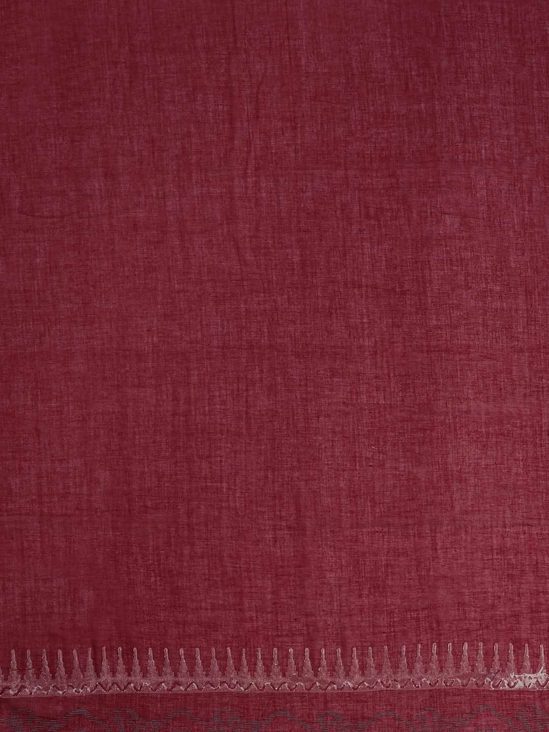 Unstitched cotton Suit Set in Soft Fabric with Ikat Yoke & Block Print Dupatta.(Maroon)