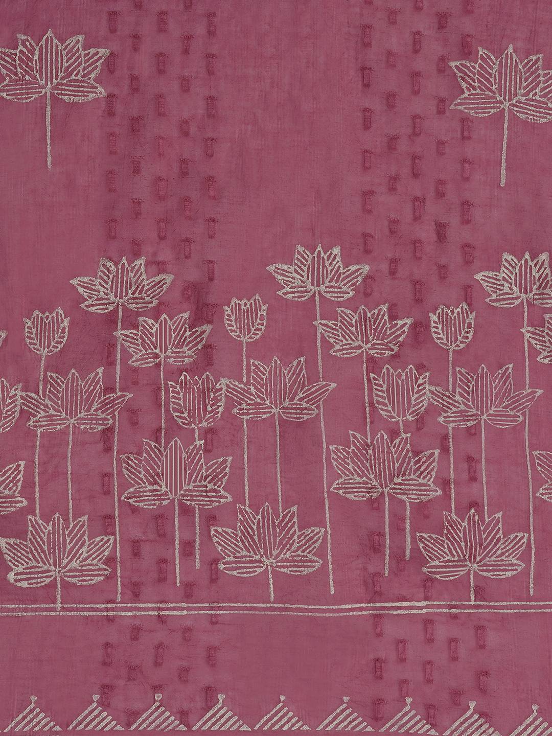 Unstitched Cotton Schiffli Embroidered Suit Set with Solid Bottom & Printed Dupatta.(Pink)