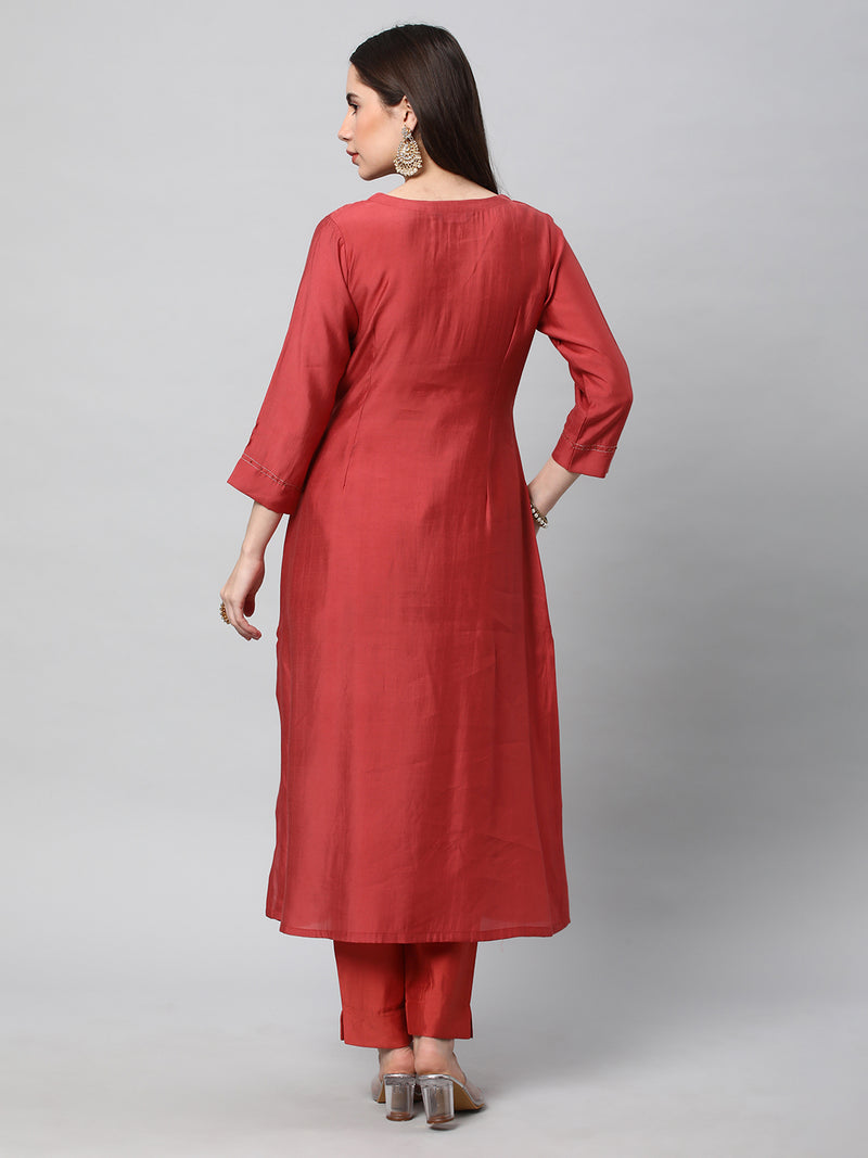 INAARA - Elegant A line kurta with intricate embroidery and beadwork detailing