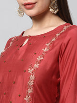 INAARA - Elegant A line kurta with intricate embroidery and beadwork detailing