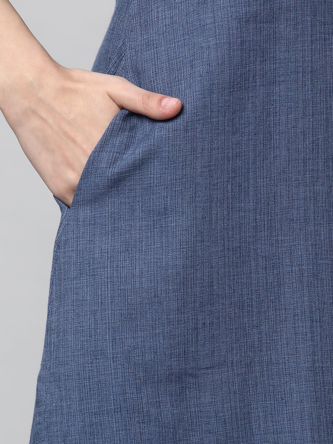 Leher - A line cotton kurta with a woven trim and hand embroidery