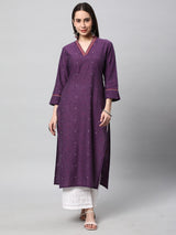 Leher - Woven cotton kurta with embroidery detailing.