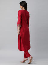 INAARA - Flared Pleated silk blend kurta with zari embroidery and sequin work.