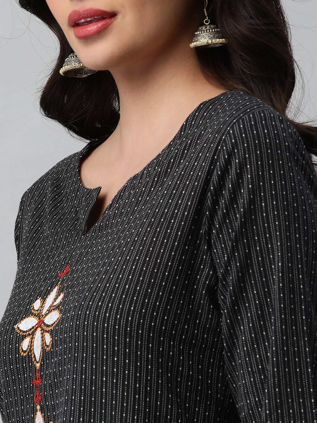 Leher - Straight cut kurta on woven cotton fabric with block print