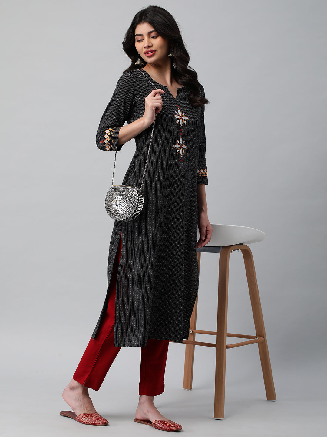 Leher - Straight cut kurta on woven cotton fabric with block print