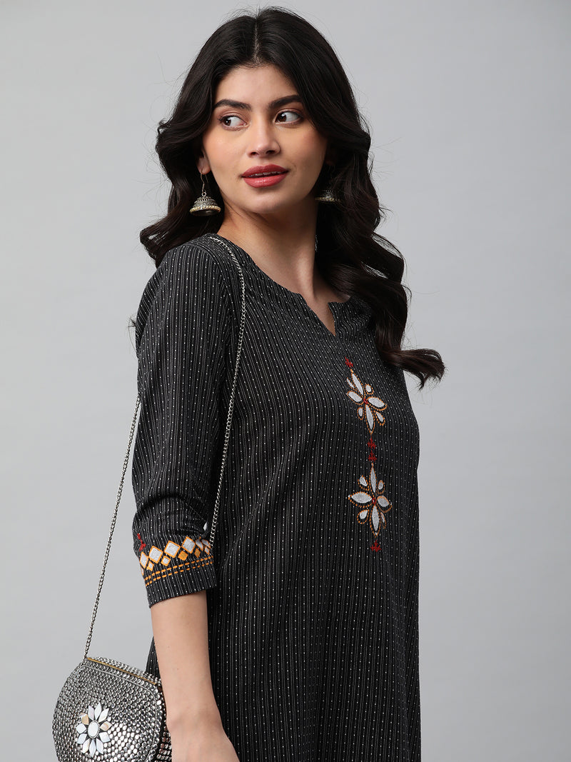 Leher - Straight cut kurta on woven cotton fabric with block print.