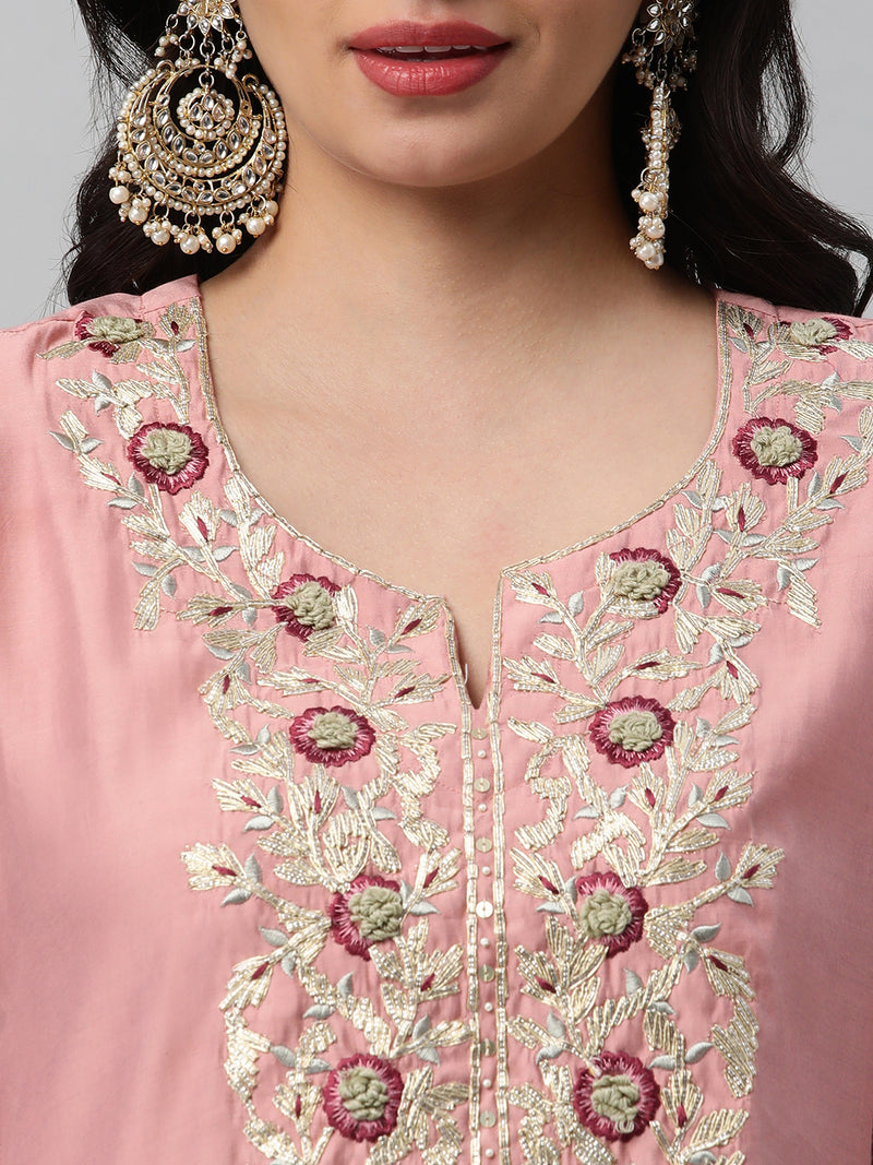 Tasya - A line kurta with beautiful gota patti embroidery.