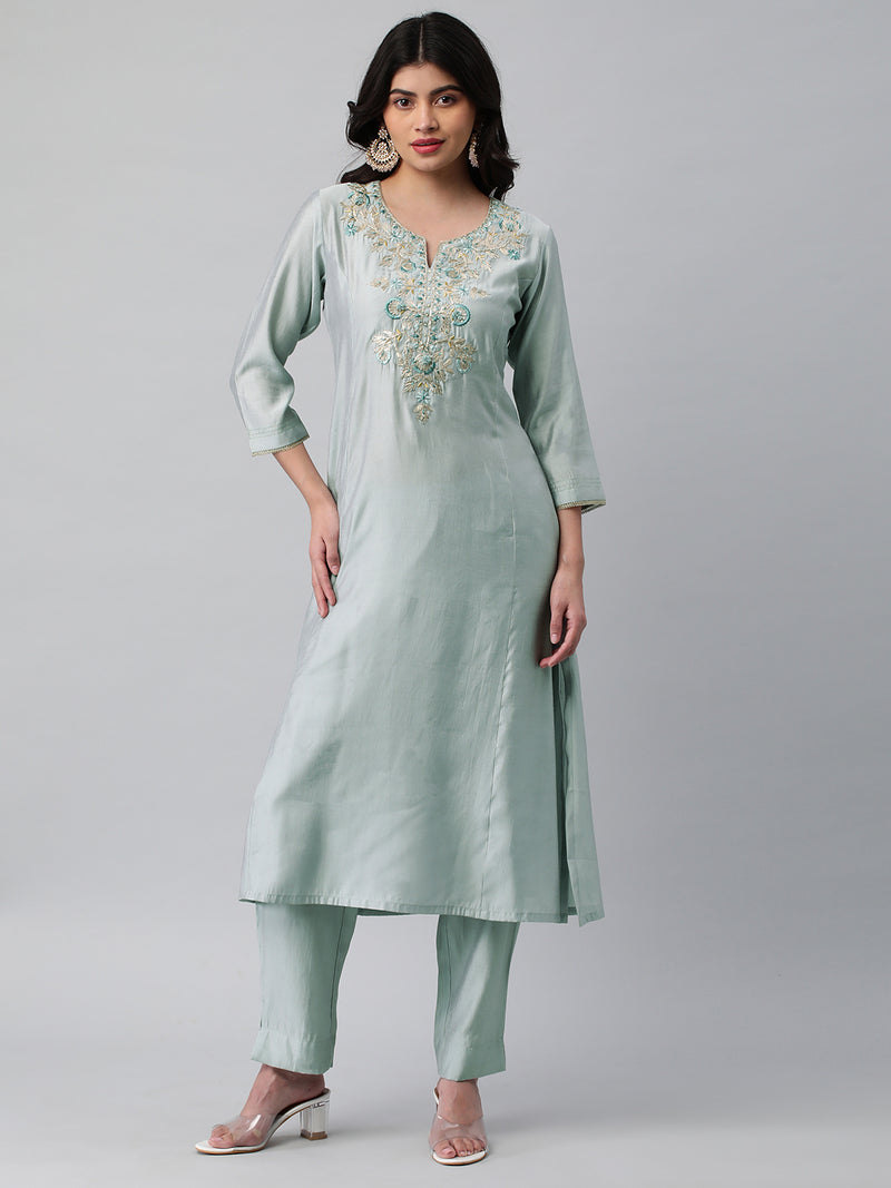 Tasya - A line silk blend kurta with beautiful gota Patti embroidery & anchor threads.