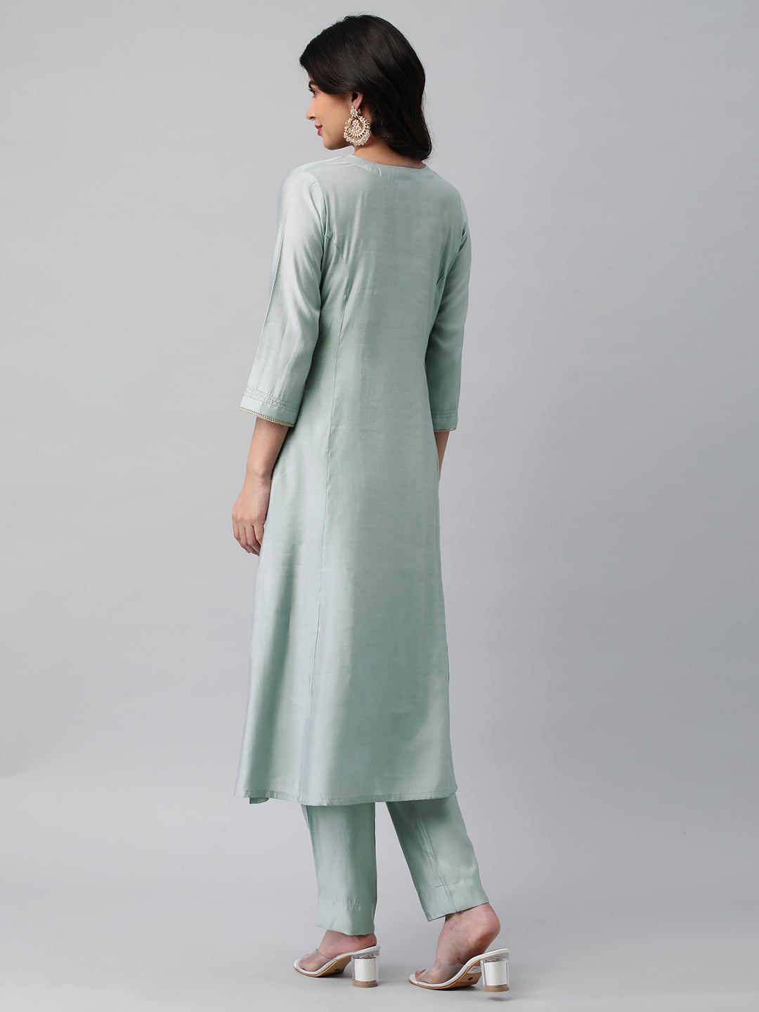 Party Edit- A line silk blend kurta with beautiful gota Patti embroidery & anchor threads