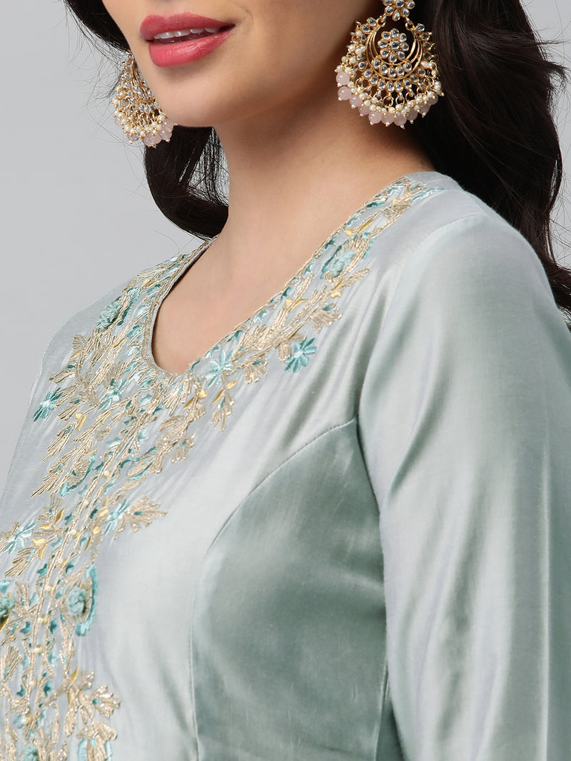 Tasya - A line silk blend kurta with beautiful gota Patti embroidery & anchor threads.