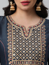 INAARA - A line kurta with beautiful zari and resham embroidery.