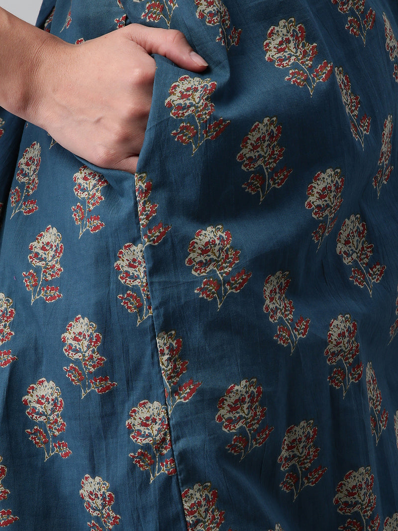 Printed cotton kurta with gathering on the empire line.