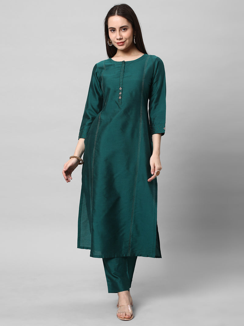 Vama - A viscose straight kurta with mock placket.