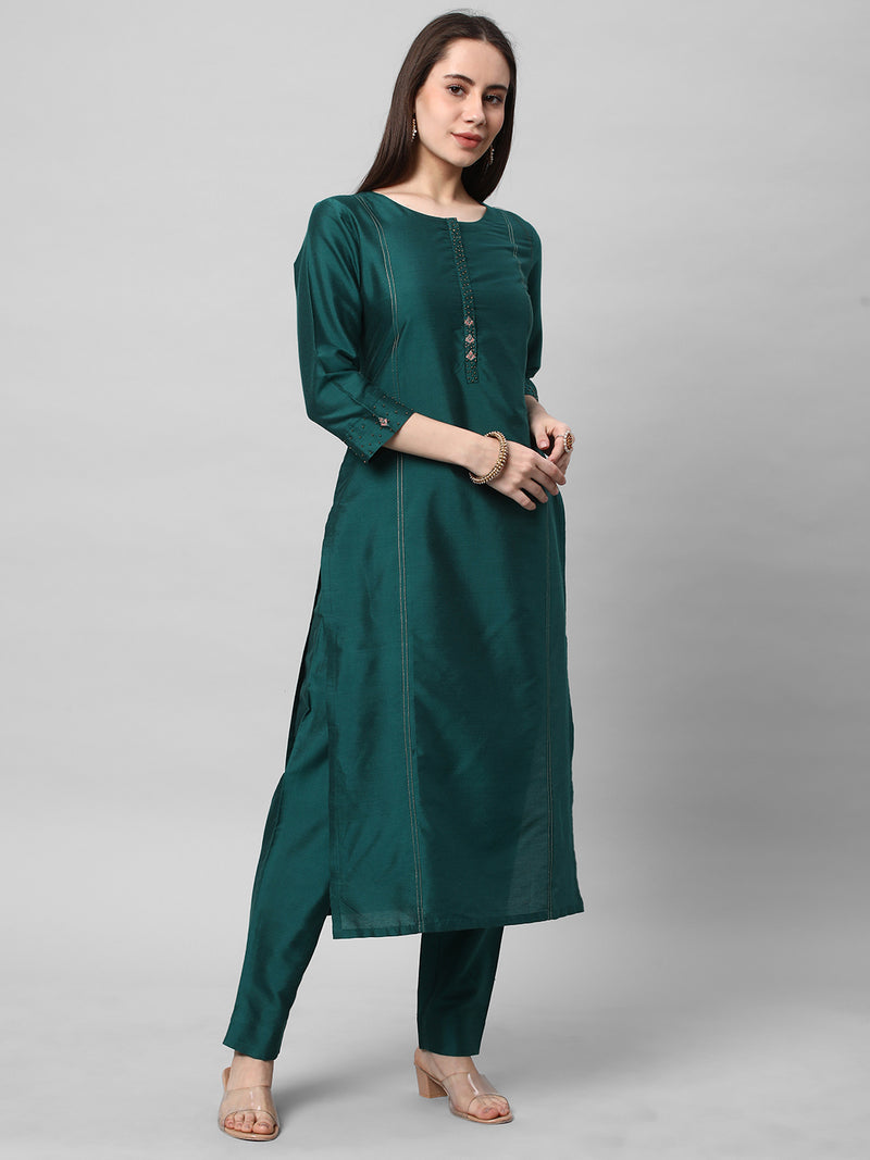 Vama - A viscose straight kurta with mock placket.