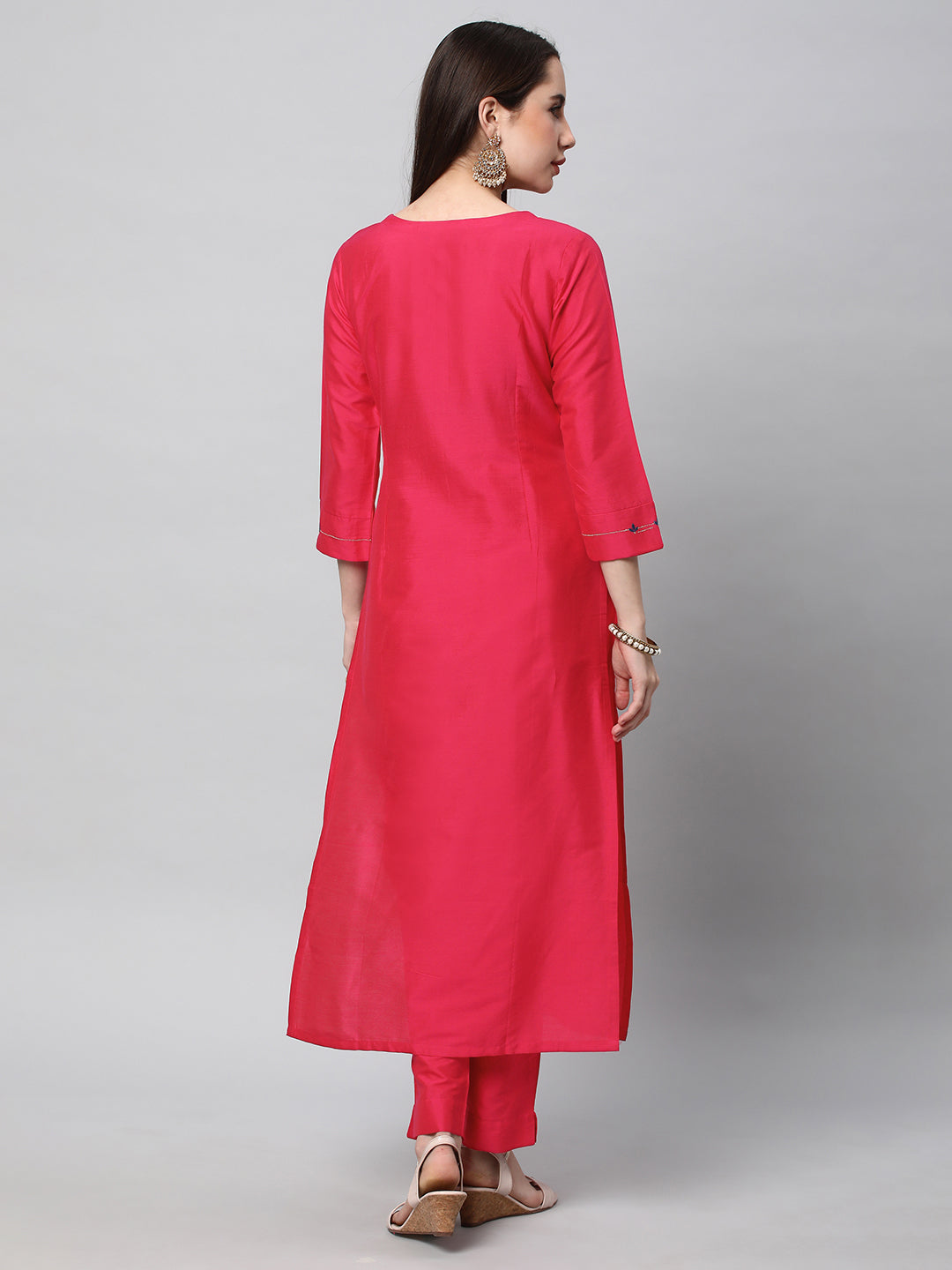 INAARA - A straight kurta with mock placket enhanced with machine embroidery