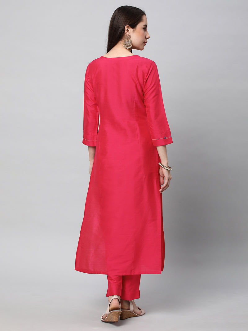 INAARA - A straight kurta with mock placket enhanced with machine embroidery.