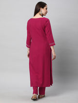 Leher - A rayon slub kurta with placement dori embroidery.