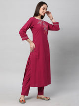 Leher - A rayon slub kurta with placement dori embroidery.