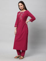 Leher - A rayon slub kurta with placement dori embroidery.