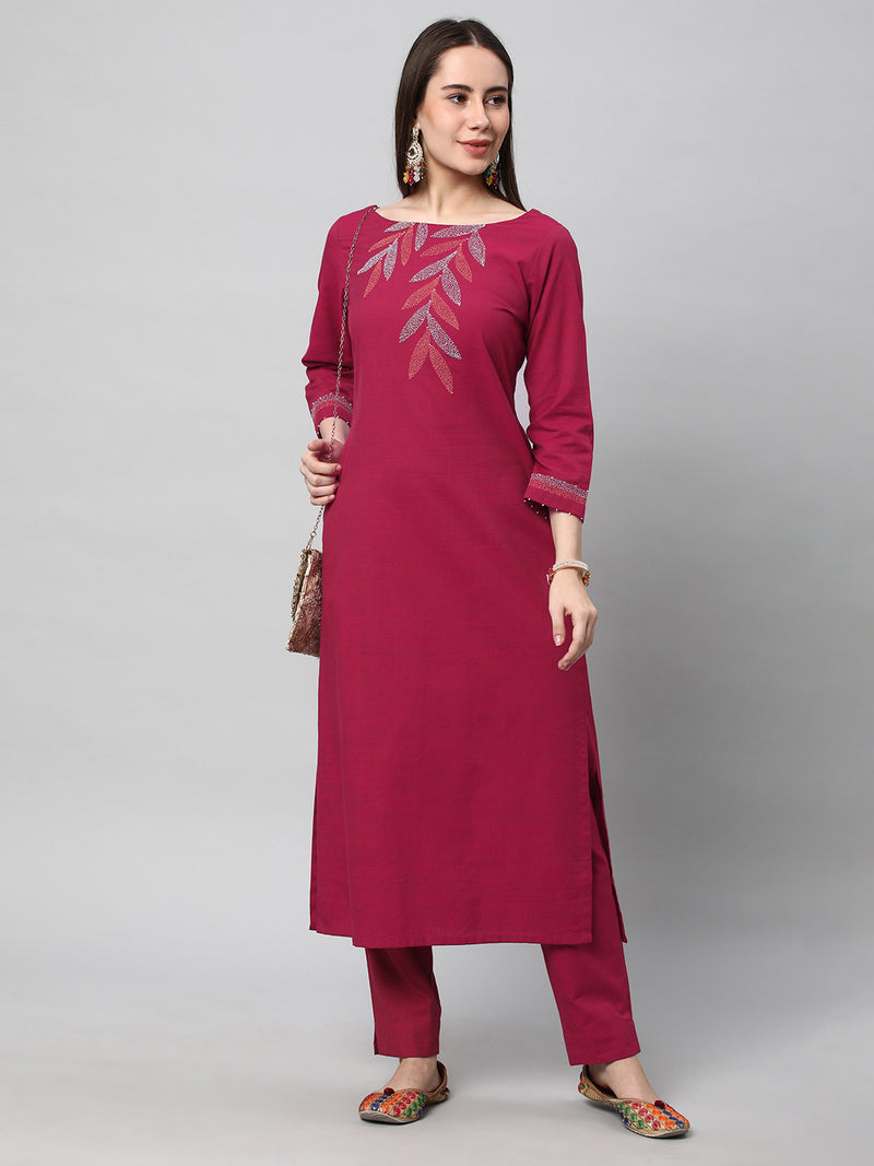 Leher - A rayon slub kurta with placement dori embroidery.