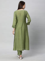 Inaara - A shoulder princess kurta with center placement embroidery.