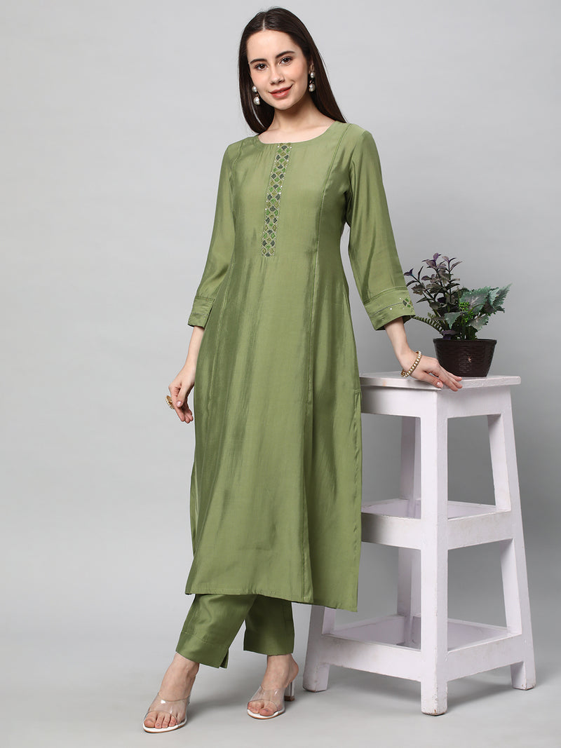 Inaara - A shoulder princess kurta with center placement embroidery.