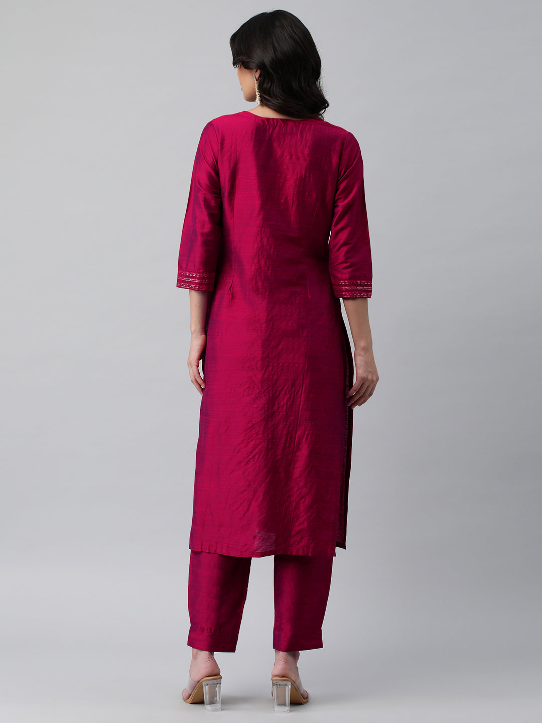 Party Edit- A viscose two color fabric straight kurta with sequin embellishment