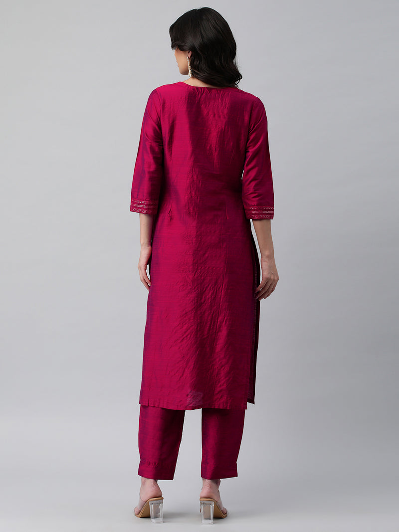 INAARA - A viscose two color fabric straight kurta with sequin embellishment.