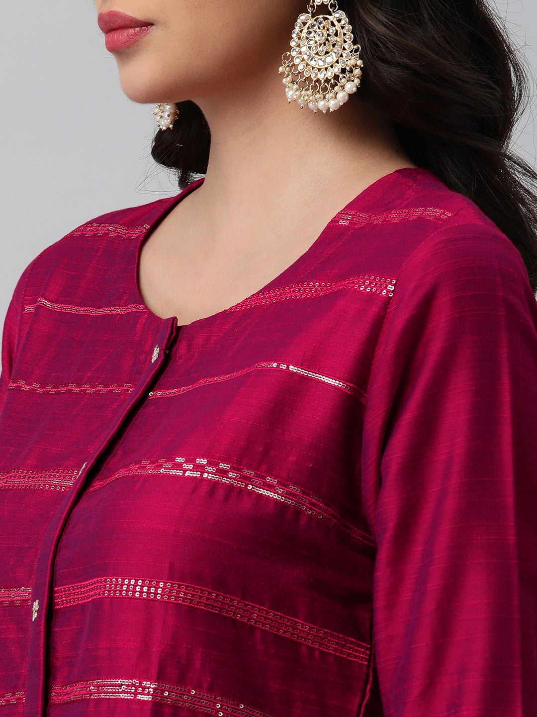 Party Edit- A viscose two color fabric straight kurta with sequin embellishment
