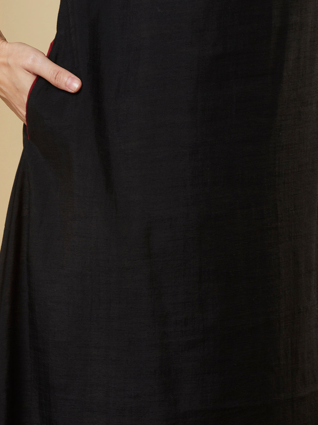 Party Edit- Embroidered A line dress with double pockets and extended sleeves