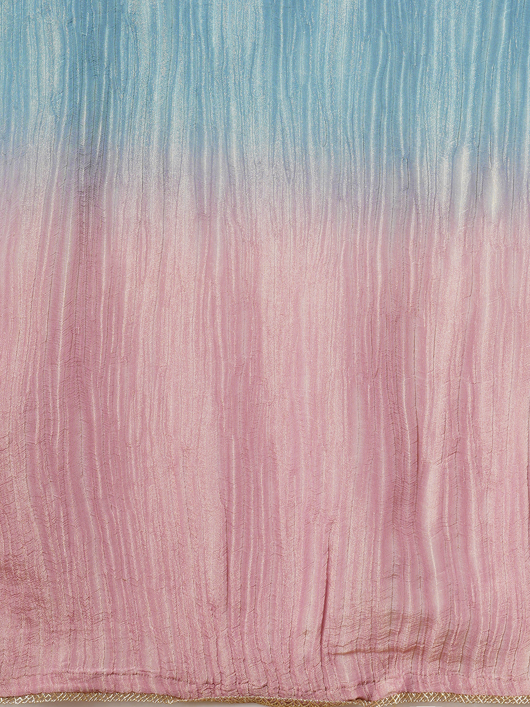 Party Edit- A-line kurta in silk blend fabric with embroidery detailing paired with lined silk blend pants and shaded tissue dupatta