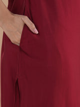 Embroidered A line kurta in silk blend fabric paired with lined palazzos